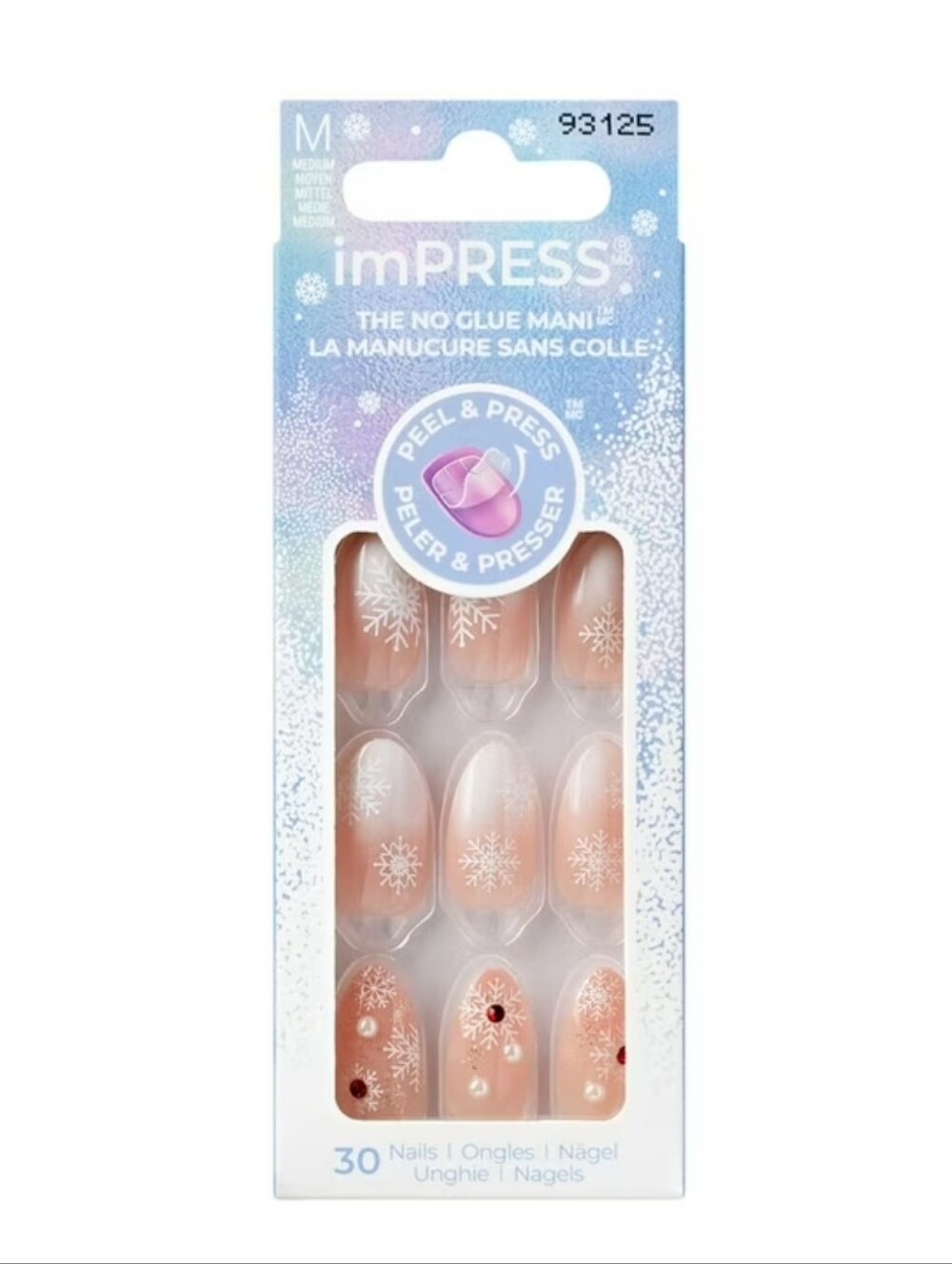 imPRESS Nails Timeless Carols IM23YX Snowflake Jeweled Press On Nails